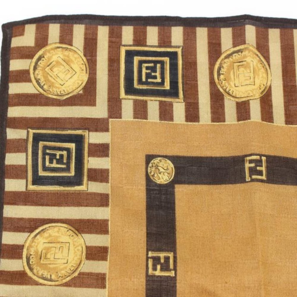 Fendi Brown x Black x Gold FF Zucca Logo Scarf 2f815a - Picture 11 of 12